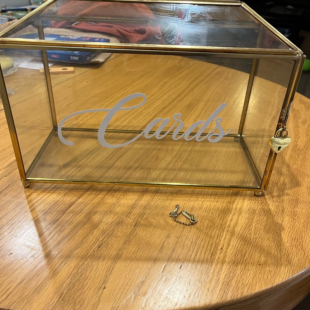 Gold Glass Card Box with Lock